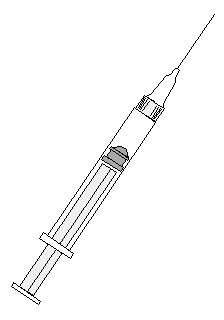 Small early graphic of a syringe from the Vividose project files.